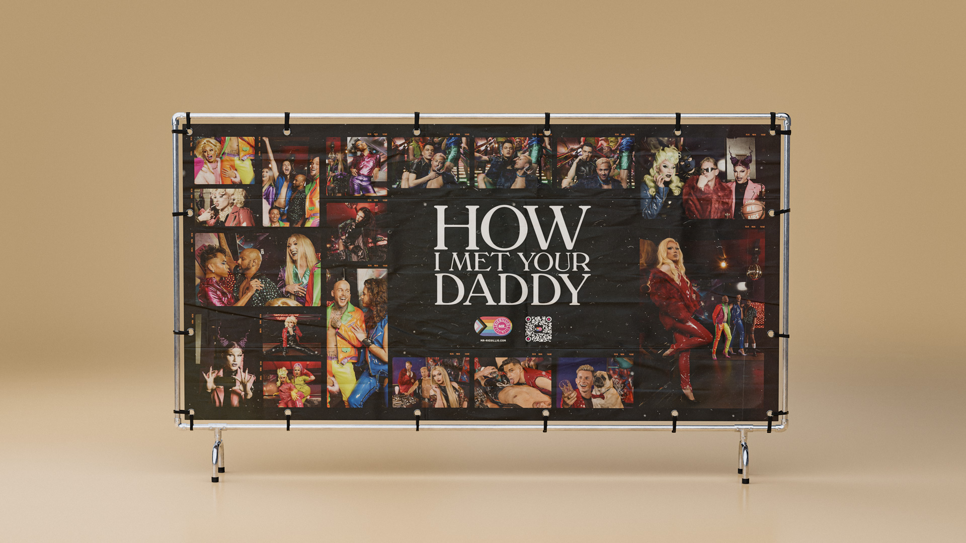 Banner displaying the title 'How I Met Your Daddy' surrounded by colorful photos of people in vibrant costumes and lively expressions.